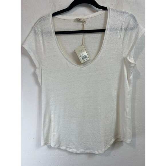 Faherty Women's Linen Tate Tee NWT Sz L Cream Color w Spandex - Picture 1 of 5